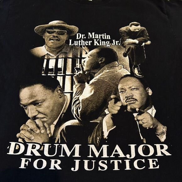 Dr Martin Luther King MLK Rap Tee Style Black T Shirt Size Adult Medium M BHM - Picture 3 of 6
